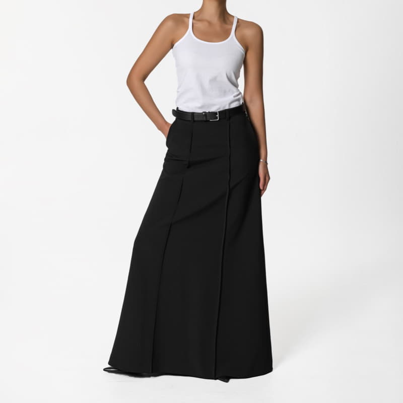 Paper Moon - Korean Women Fashion - #thatsdarling - Pin Tuck Detail Maxi Flared Skirt - 4