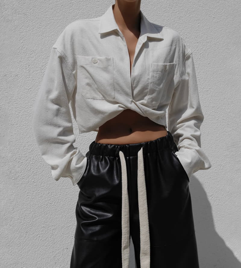 Paper Moon - Korean Women Fashion - #vintagekidsstyle - Twist Crop Linen Shir