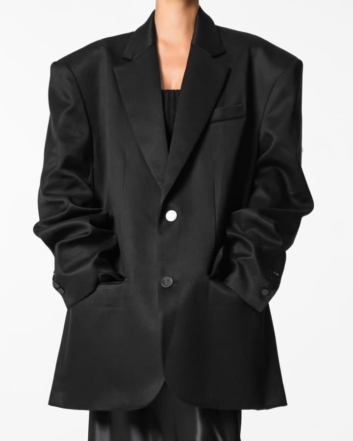 Paper Moon - Korean Women Fashion - #womensfashion - Linen Maxi Oversized Two Button Blazer Jacket - 3