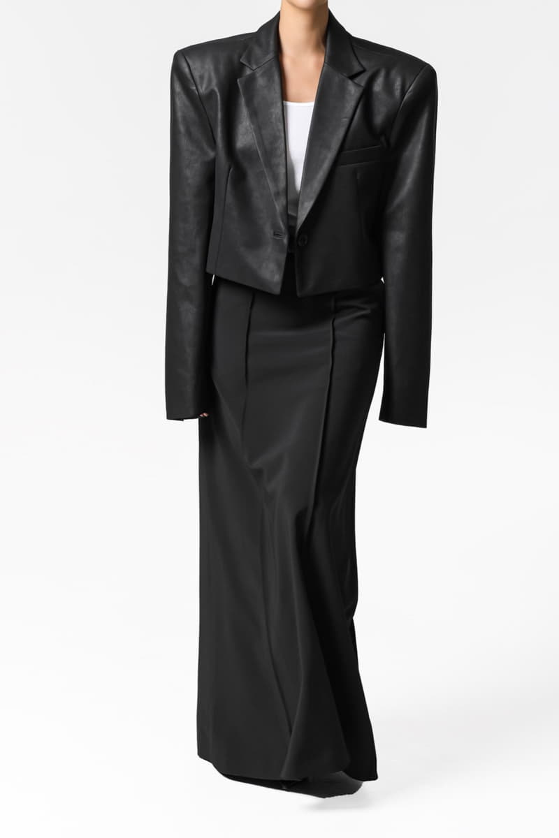 Paper Moon - Korean Women Fashion - #womensfashion - Cropped Vintage Leather Blazer Jacket - 11