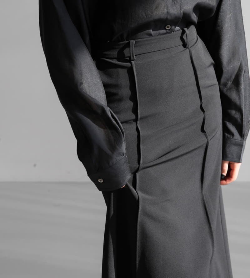 Paper Moon - Korean Women Fashion - #womensfashion - Pin Tuck Detail Maxi Flared Skirt - 6