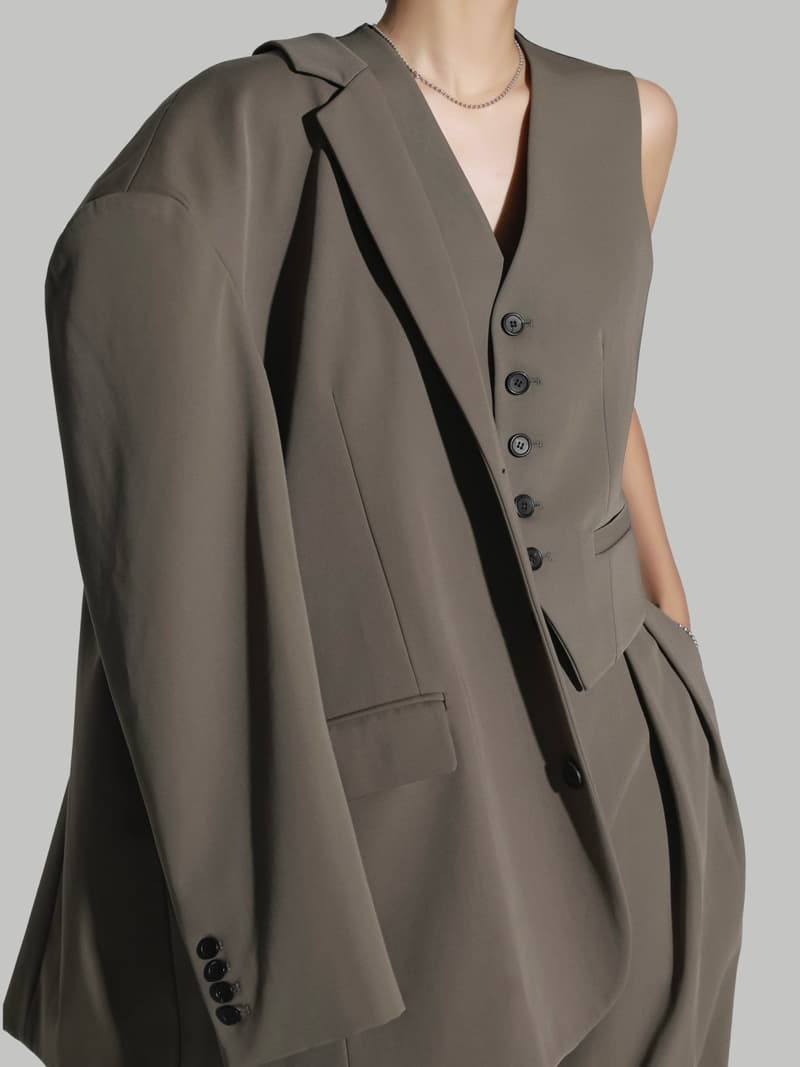 Paper Moon - Korean Women Fashion - #womensfashion - Five Button Down Tailored Suit Vest  - 7
