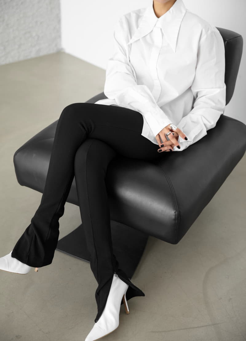 Paper Moon - Korean Women Fashion - #womensfashion - Rib Side Slit Leggings - 2