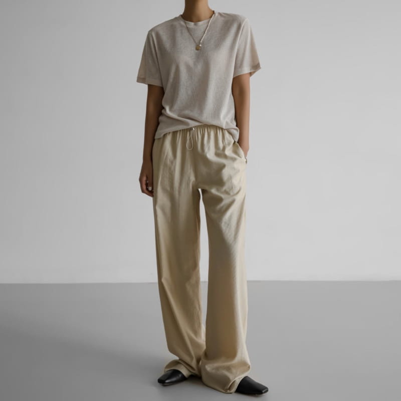 Paper Moon - Korean Women Fashion - #womensfashion - Banded Cozy Wide Trousers - 11