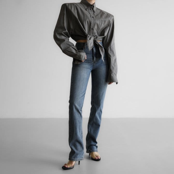 Paper Moon - Korean Women Fashion - #womensfashion - Cone Straight Slim Fit Blue Jeans​ - 5