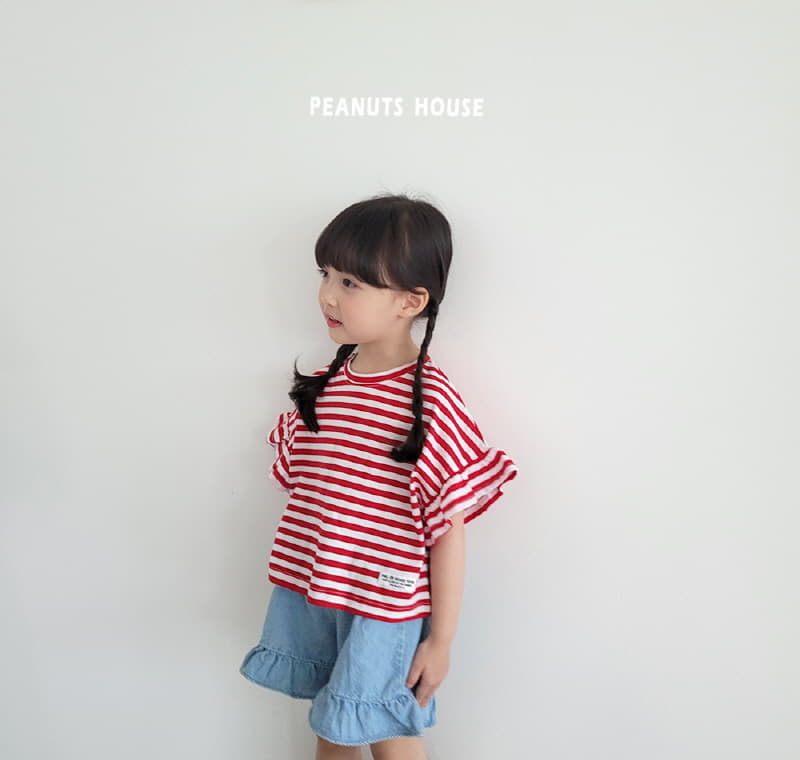 Peanuts - Korean Children Fashion - #discoveringself - Stripes Frill Tee - 2