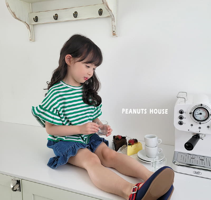 Peanuts - Korean Children Fashion - #littlefashionista - Stripes Frill Tee - 8
