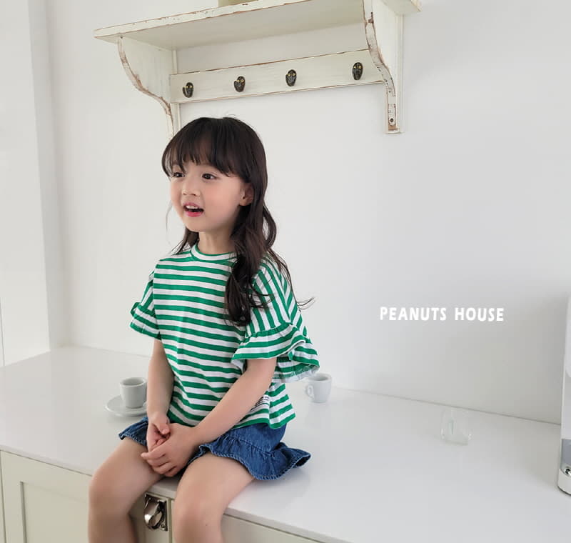 Peanuts - Korean Children Fashion - #minifashionista - Stripes Frill Tee - 10