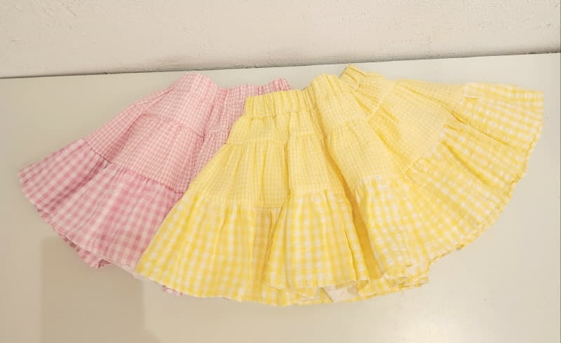 Petit Chou Chou - Korean Children Fashion - #fashionkids - Check Mix Whole Skirt - 7