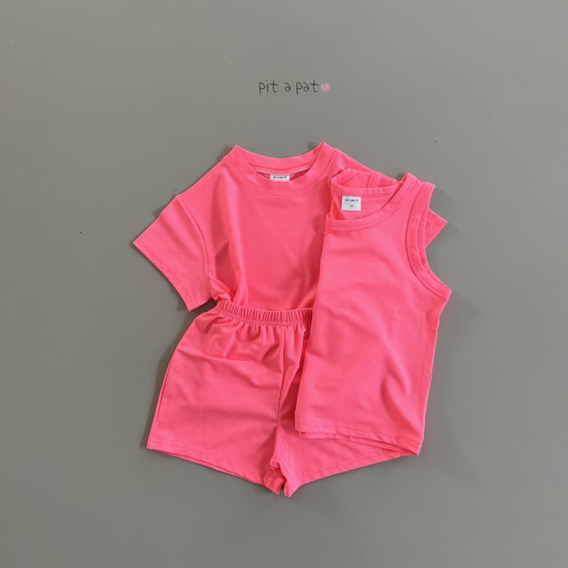 Pitapat - Korean Children Fashion - #kidzfashiontrend - Airo Mesh Short Tee Sleeveless Bottom Set - 4