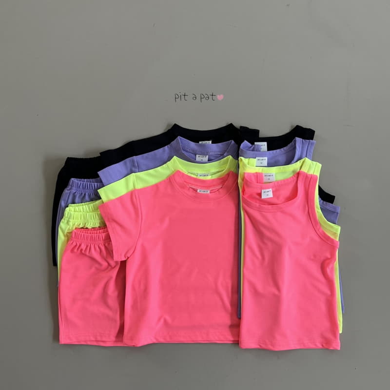 Pitapat - Korean Children Fashion - #designkidswear - Airo Mesh Short Tee Sleeveless Bottom Set - 12