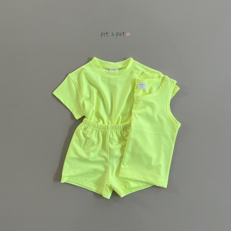 Pitapat - Korean Children Fashion - #kidzfashiontrend - Airo Mesh Short Tee Sleeveless Bottom Set - 3