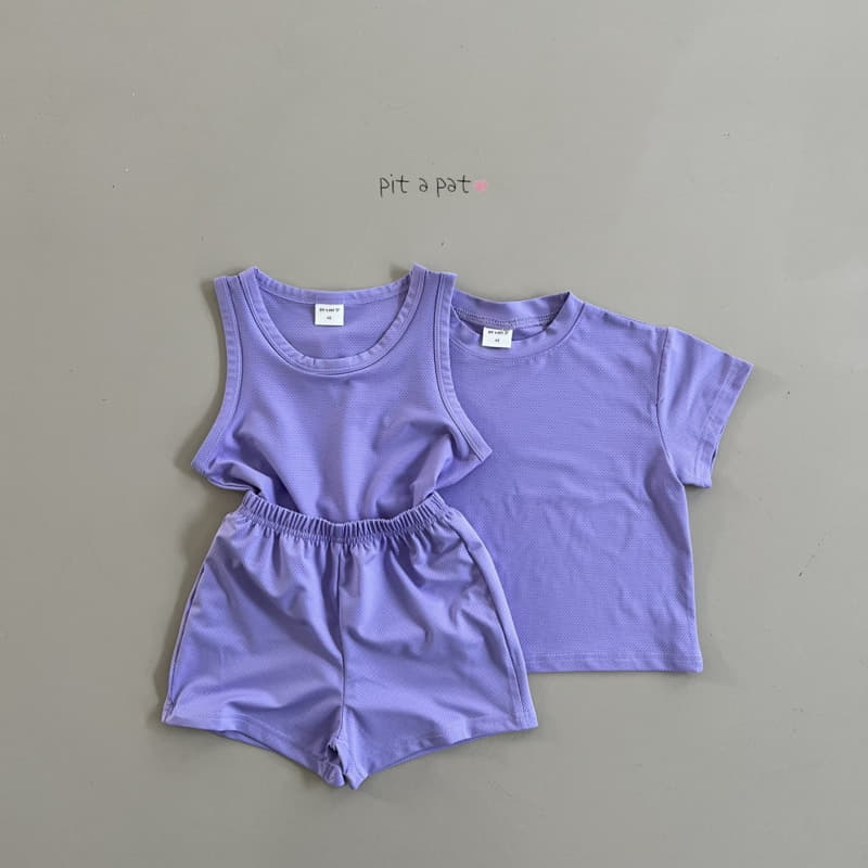 Pitapat - Korean Children Fashion - #littlefashionista - Airo Mesh Short Tee Sleeveless Bottom Set - 5