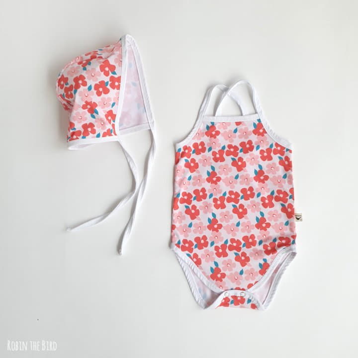 Saerobin - Korean Baby Fashion - #babyboutique - Flower Swimwear Bodysuit Set