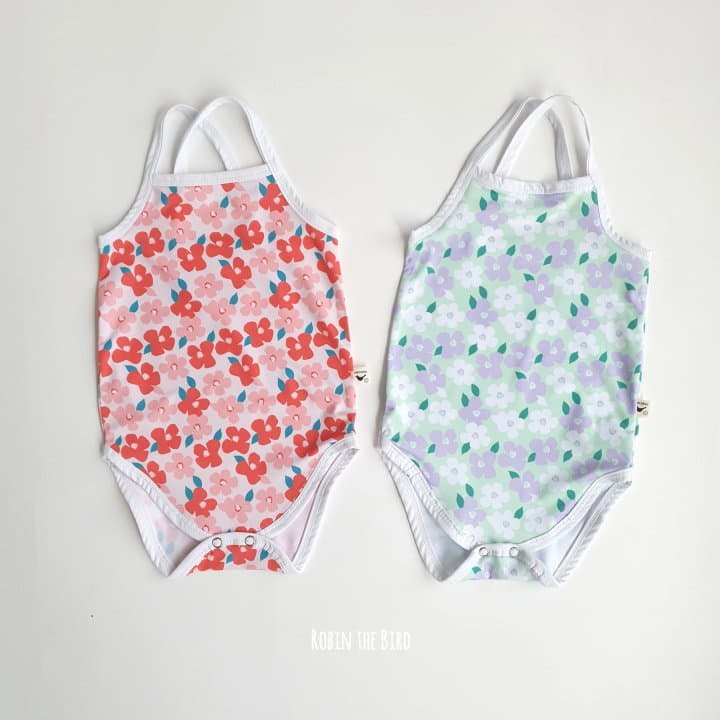 Saerobin - Korean Baby Fashion - #babygirlfashion - Flower Swimwear Bodysuit Set - 6