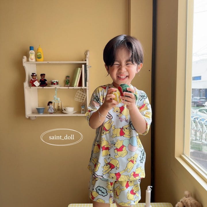 Saint Doll - Korean Children Fashion - #kidsstore - Pooh Home Wear Top Bottom Set - 5