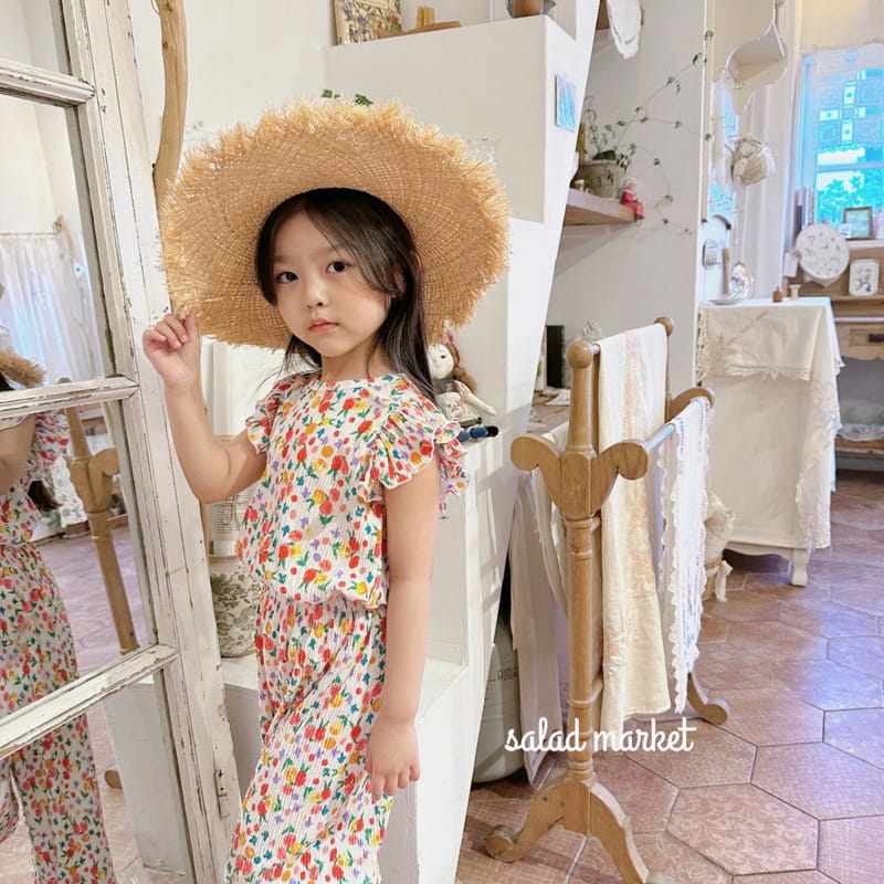 Salad Market - Korean Children Fashion - #kidsshorts - Camellia Pleats Top Bottom Set - 8