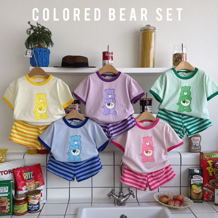 The Pepper - Korean Children Fashion - #Kfashion4kids - Color Bear Color Top Bottom Set
