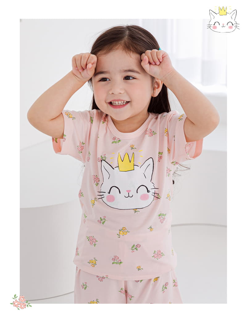 Ttasom - Korean Children Fashion - #discoveringself - Crown Cat Short Modal Easywear - 3