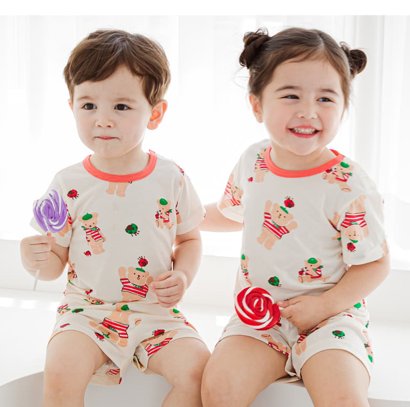 Ttasom - Korean Children Fashion - #fashionkids - Picnic Bear Short Air Silver Easywear - 5