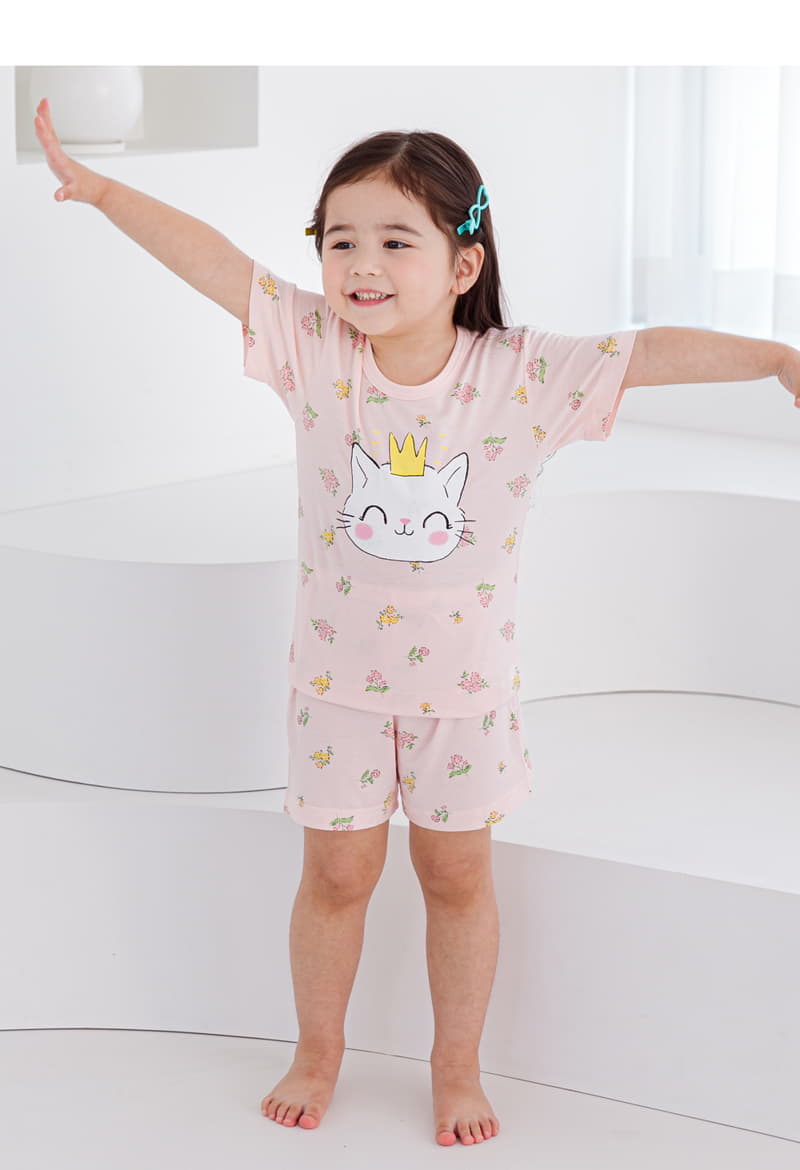 Ttasom - Korean Children Fashion - #discoveringself - Crown Cat Short Modal Easywear - 4