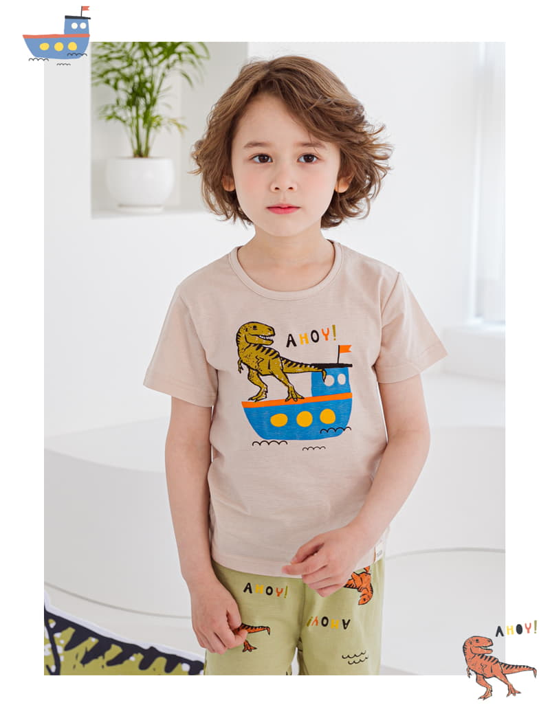 Ttasom - Korean Children Fashion - #fashionkids - Dino Boat Short Jacquard Easywear - 3