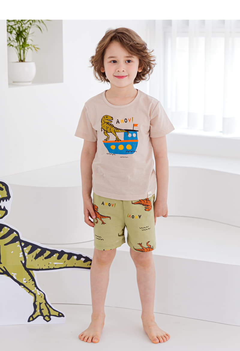 Ttasom - Korean Children Fashion - #fashionkids - Dino Boat Short Jacquard Easywear - 4