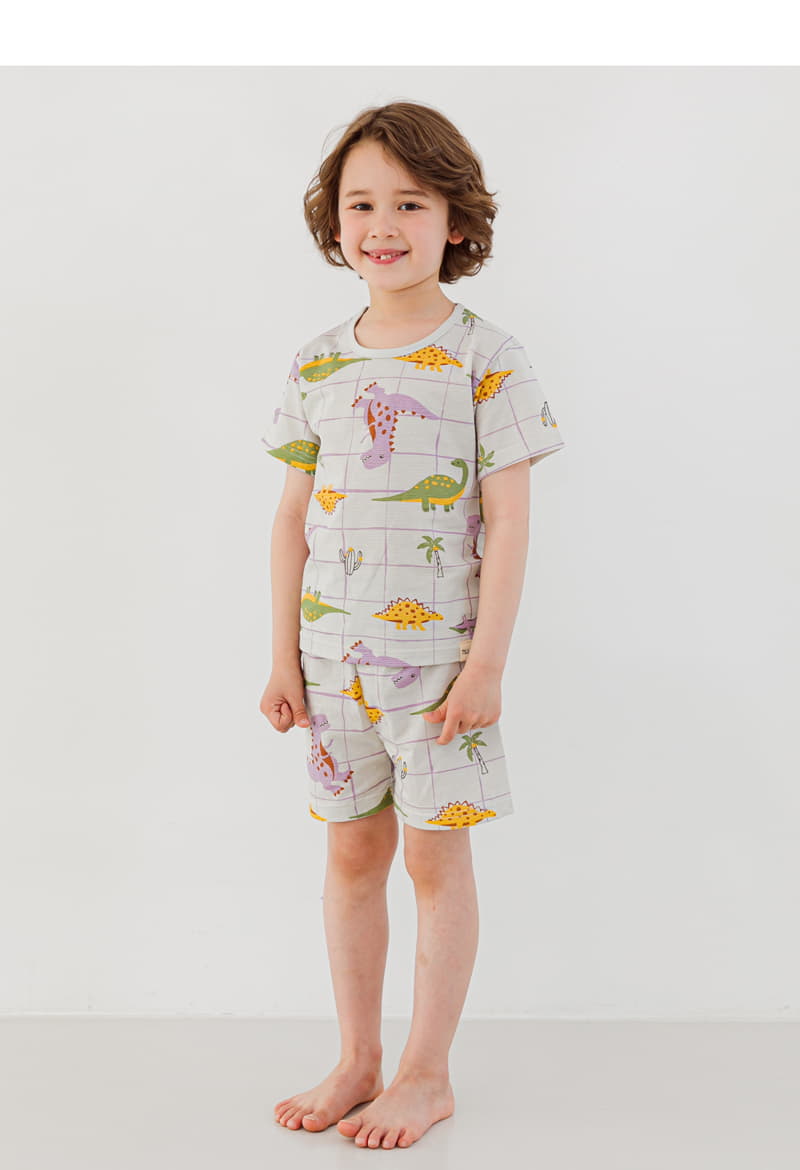 Ttasom - Korean Children Fashion - #littlefashionista - Square Dino Short Jacquard Easywear - 4