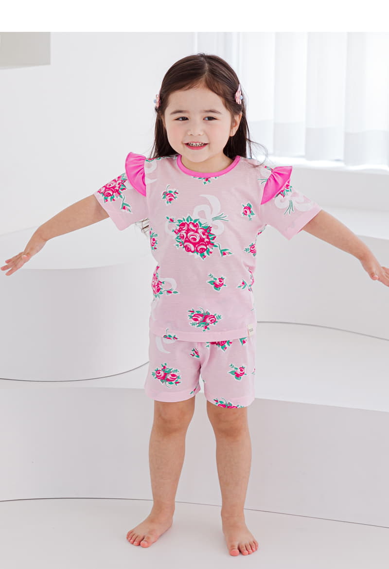Ttasom - Korean Children Fashion - #magicofchildhood - Pink Bouquet Short Jacquard Easywear - 4