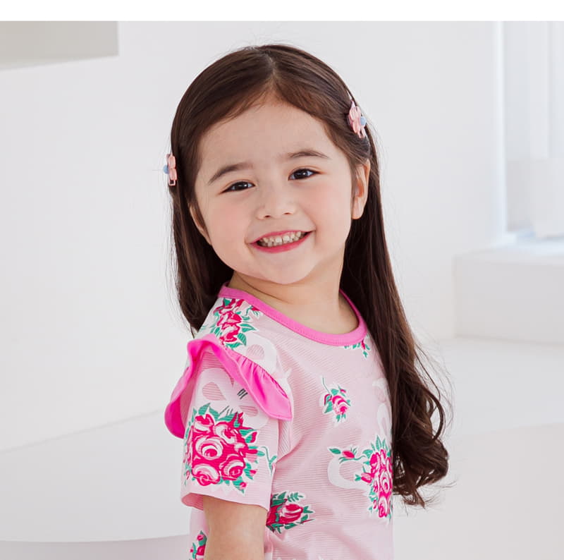 Ttasom - Korean Children Fashion - #prettylittlegirls - Pink Bouquet Short Jacquard Easywear - 5