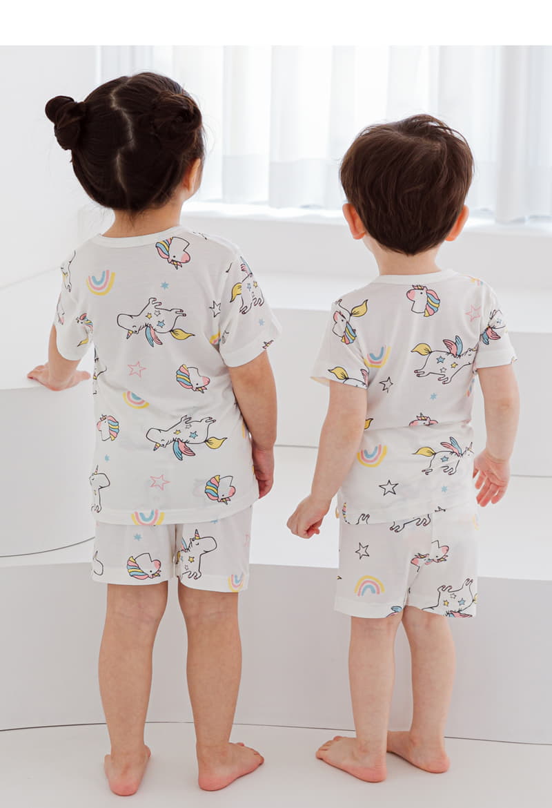 Ttasom - Korean Children Fashion - #toddlerclothing - Star Unicorn Short Modal Easywear - 4