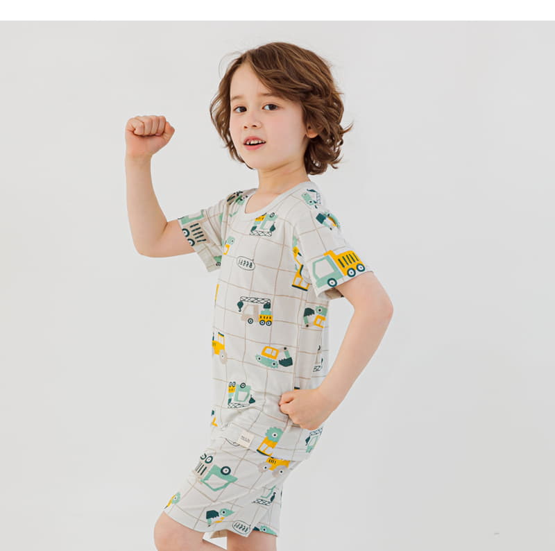 Ttasom - Korean Children Fashion - #toddlerclothing - Grid Car Short Modal Easywear - 5