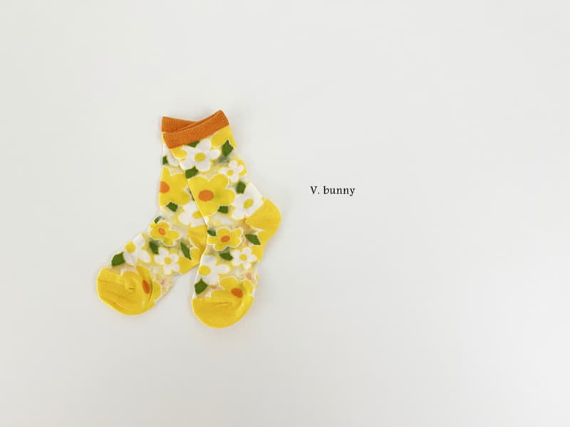 V Bunny - Korean Children Fashion - #childofig - Yellow Flower Socks Set - 4