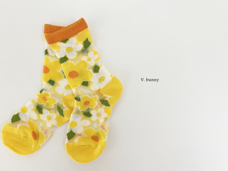 V Bunny - Korean Children Fashion - #designkidswear - Yellow Flower Socks Set - 5