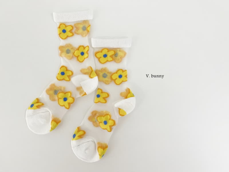 V Bunny - Korean Children Fashion - #fashionkids - Yellow Flower Socks Set - 7