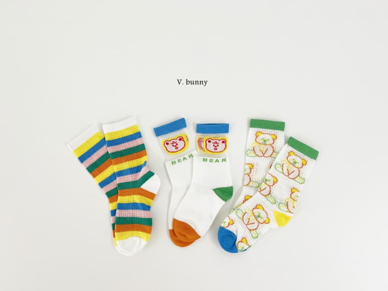 V Bunny - Korean Children Fashion - #kidsshorts - Rainbow Bear Socks Set - 10