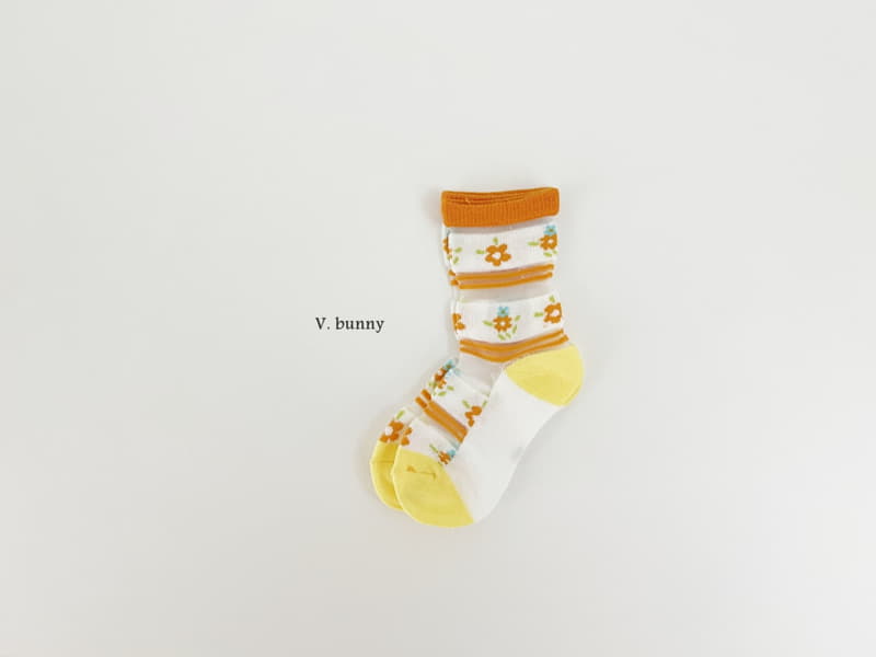 V Bunny - Korean Children Fashion - #kidsshorts - Yellow Flower Socks Set - 8