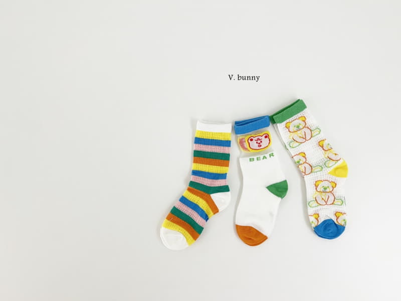V Bunny - Korean Children Fashion - #kidsstore - Rainbow Bear Socks Set - 11