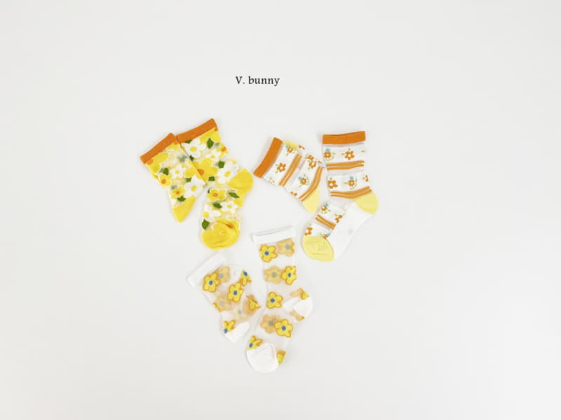 V Bunny - Korean Children Fashion - #kidzfashiontrend - Yellow Flower Socks Set - 10