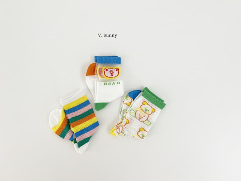 V Bunny - Korean Children Fashion - #prettylittlegirls - Rainbow Bear Socks Set - 3