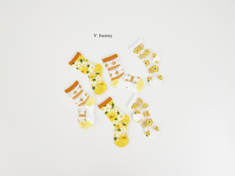 V Bunny - Korean Children Fashion - #prettylittlegirls - Yellow Flower Socks Set