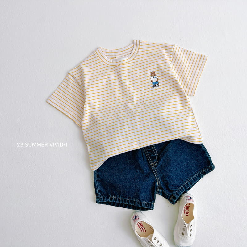 Vivid I - Korean Children Fashion - #Kfashion4kids - Stripes Bear Tee - 12