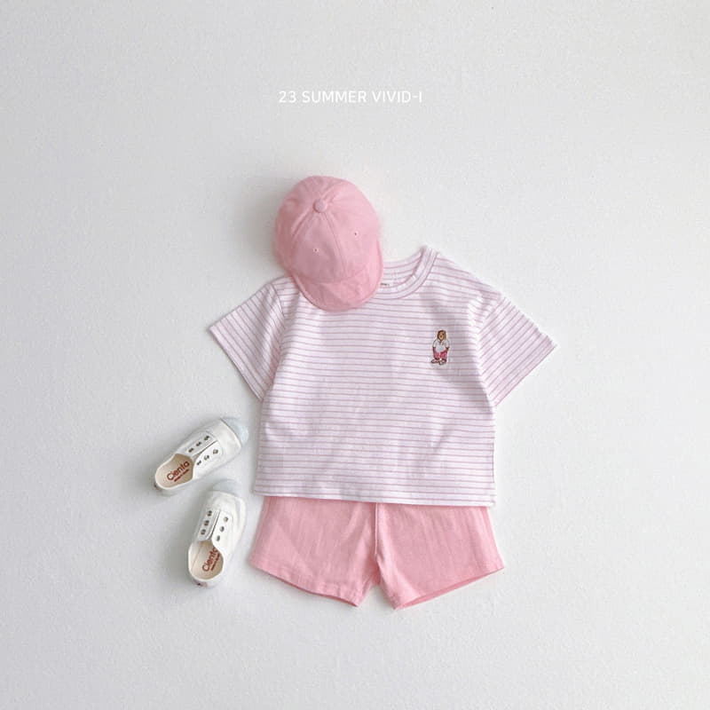 Vivid I - Korean Children Fashion - #stylishchildhood - Stripes Bear Tee - 4