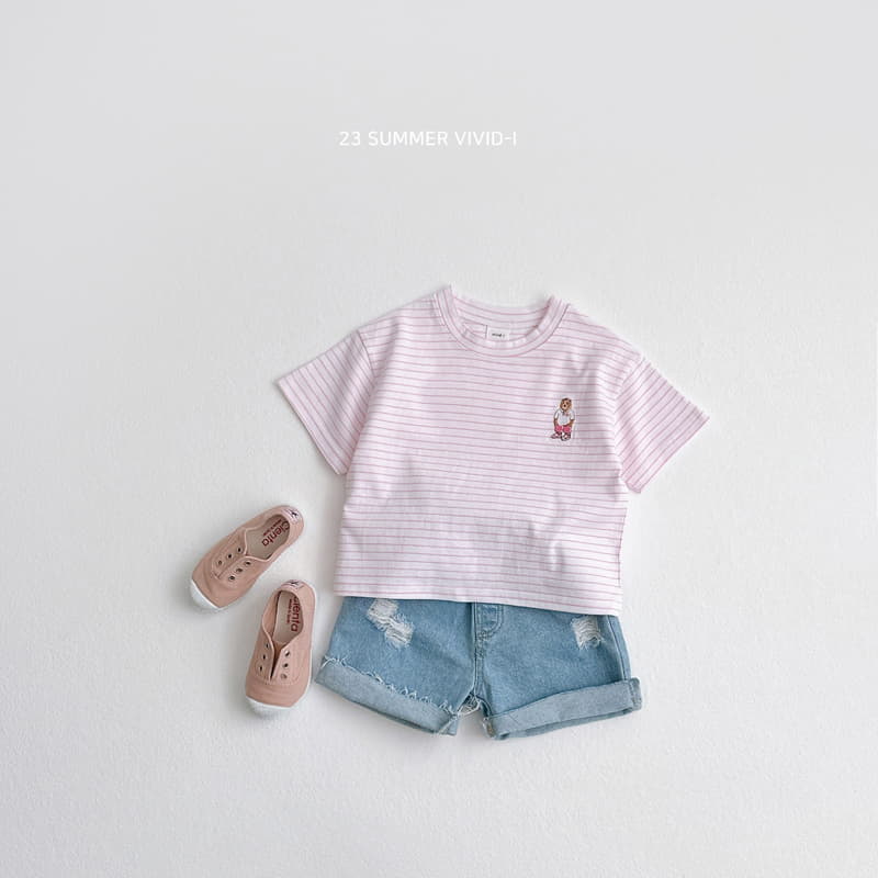 Vivid I - Korean Children Fashion - #childrensboutique - Stripes Bear Tee - 5