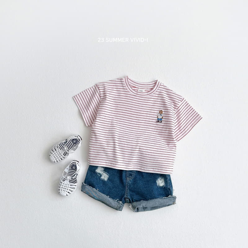 Vivid I - Korean Children Fashion - #discoveringself - Stripes Bear Tee - 7
