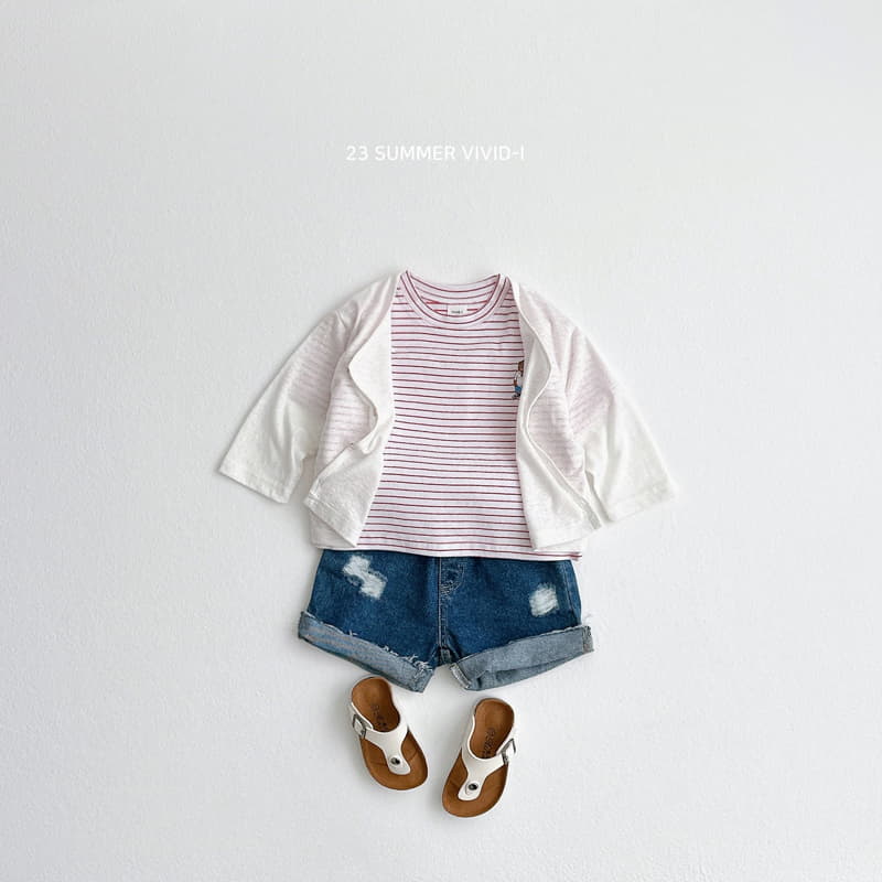 Vivid I - Korean Children Fashion - #fashionkids - Stripes Bear Tee - 8