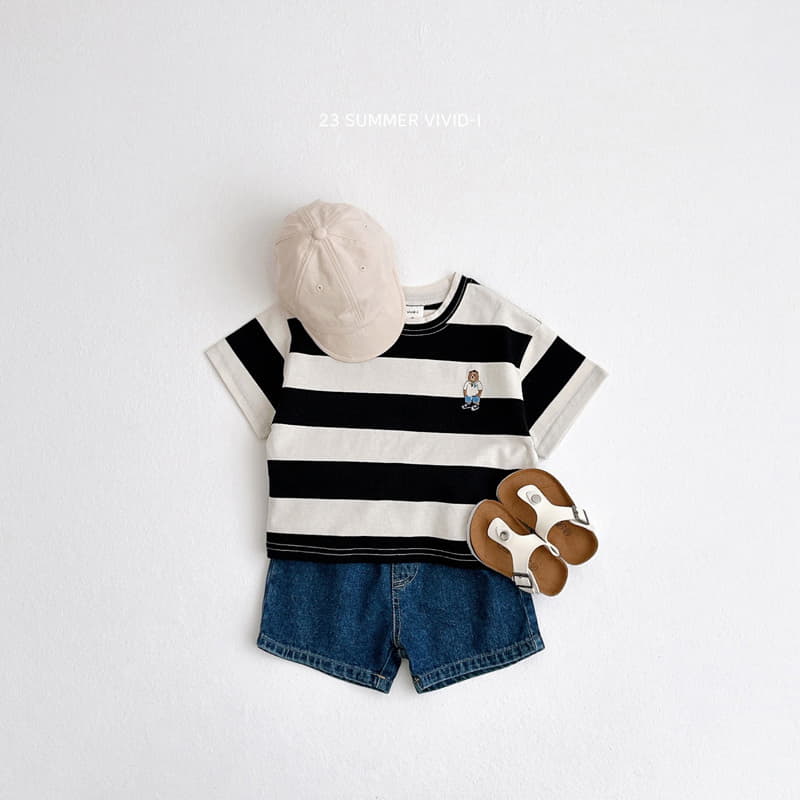 Vivid I - Korean Children Fashion - #kidsshorts - Big Stripes Tee - 8