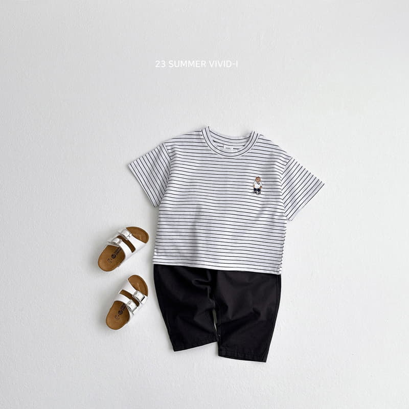 Vivid I - Korean Children Fashion - #stylishchildhood - Stripes Bear Tee - 3