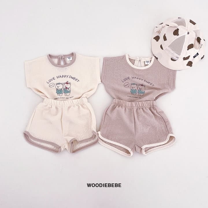 Woodie - Korean Children Fashion - #kidzfashiontrend - Twin Bear Top Bottom Set