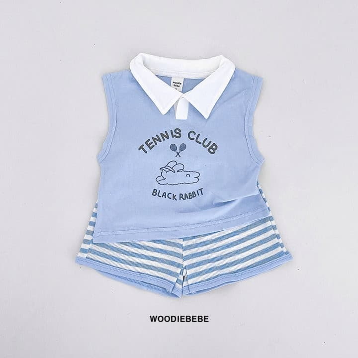 Woodie - Korean Children Fashion - #Kfashion4kids - Bunny Collar Top Bottom Set - 4